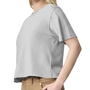 Custom Logo Women <b>Crop</b> T-Shirt Summer Short Sleeve Slim Fit Breathable Cropped Tee Shirt Bulk Factory Provider - Product Image 5