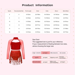 Conjunto de Top Corto con Borlas y Braguitas para Niñas de 6 a 16 Años, Traje de Baile Latino para Porristas, Clases, Actuaciones en Escenario y Competiciones - Product Image 6