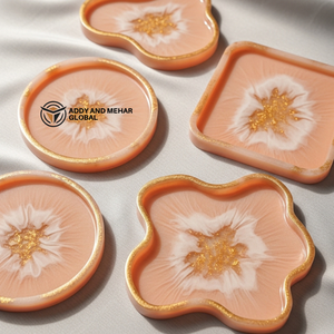 Plateau en marbre ambre orange avec détails dorés |   Plateau de décoration moderne et luxueux - Product Image 6