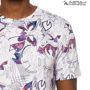 เสื้อยืดลำลองผู้ชายสีขาวพิมพ์ลาย คอกลม แขนสั้น ทรงปกติ พิมพ์ลายดิจิทัล ผ้าโพลีเอสเตอร์เจอร์ซีย์ ระบายอากาศได้ดี เหมาะสำหรับใส่ในฤดูร้อน - Product Image 3