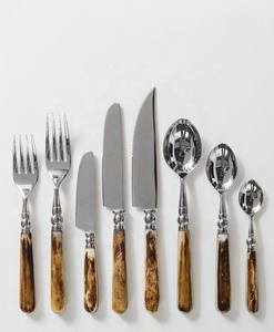 Handmade Italian Style Portable Stainless Steel <b>Flatware</b> <b>Set</b> Brass White/Black Resin Handles Mirror Polish Vintage Royal Design - Product Image 3