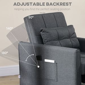 Divano Letto 3-in-1 Grigio con Schienale Regolabile, Poltrone Pieghevoli e Tasche Portaoggetti con Braccioli Dritti - Product Image 5