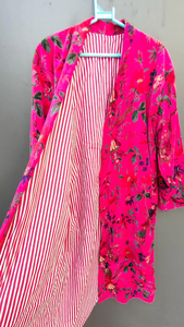 Bata Kimono de Algodón 100% Suave y Transpirable con Estampado de Bloques de Dibujos Animados Naaz para Mujer, Camisón de Verano Hecho a Mano con Cuello en V y Elástico, ODM - Product Image 5