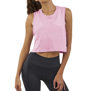 Camiseta Corta de Algodón Blanca para Mujer, Cuello Redondo, Sin Mangas, Color Sólido, Informal, Transpirable, Deportiva - Product Image 2