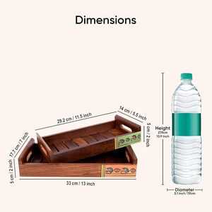 Premium Wooden Serving <b>Tray</b> with Home and <b>Kitchen</b> Purpose Organizer Natural Color Available With Customized Sticker on Edge - Product Image 2
