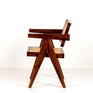 Silla de Oficina de Diseño Moderno al por Mayor, Silla de Ratán con Patas en V de Madera Maciza, Tejido de Ratán Natural para Comedor y Estudio - Product Image 3