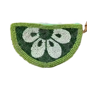 Lemon <b>Green</b> Design Customized Seed Beaded Coin Pouch Wallet Beautiful Coin <b>Purse</b> with Fashionable Accessory Features - Product Image 1