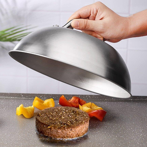 Plat de service de luxe pour desserts et pâtisseries, couvercle de présentation alimentaire en acier inoxydable, dôme pour gâteau, article très vendu - Product Image 1