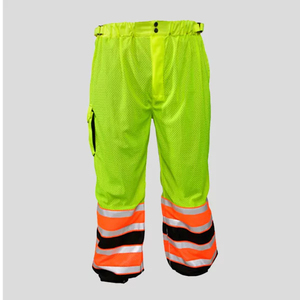 Pantalon de travail unisexe haute visibilité réfléchissant TAGCO SAFETY ANSI/ISEA 107-2015 Classe E, uniforme de sécurité en polyester vert avec bandes orange - Product Image 1