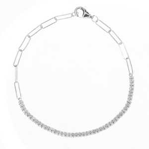 Pulsera de eslabones geométricos de oro macizo de 14K y 18K con diseño de clip de diamante, delicada, de 0.50ct, para uso diario, venta al por mayor de fábrica - Product Image 3