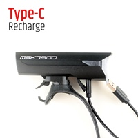 500LM Luz de bicicleta Lámpara delantera Tipo C Recargable LED 2000mAh Luz de bicicleta Faro impermeable Accesorios de bicicleta