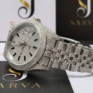 SARVA Iced Out Moissanite ETA Automatic <b>Watch</b> 41mm Luxury Stainless Steel 20mm Band Diamond Style <b>Mechanical</b> <b>Watch</b> with Date - Product Image 3