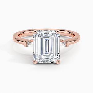 Baguette Three Stone <b>Emerald</b> Cut Moissanite Engagement <b>Ring</b> with 14K Gold Plating GRA Certified for Party & Anniversary - Product Image 3