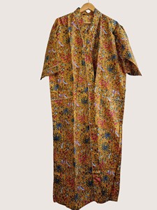 Bata Larga Estampada Floral para Mujer, Manga Tres Cuartos, Cuello en V, 100% Poliéster, Suave, Informal, para Primavera, con Cierre de Cordón - Product Image 3