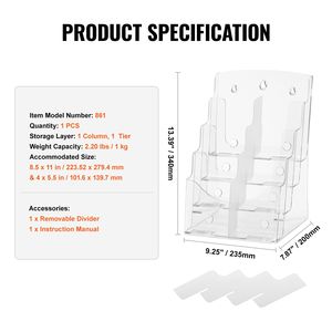 8.5 X 11 Inch <b>Acrylic</b> Brochure Holder 4-Tier Clear <b>Acrylic</b> Literature <b>Display</b> <b>Stand</b> Plastic Literature Organizer Flyer <b>Stand</b> A4 - Product Image 6
