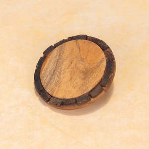 Ensemble de sous-verres en bois, forme ronde, design Wabi-Sabi naturel, tapis antidérapants, épaisseur 10 mm, écologiques, réutilisables, diamètre 4 pouces - Product Image 6