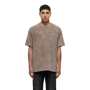 T-shirt décontracté unisexe 100 % coton pour homme, coupe oversize, délavé à l'acide, manches courtes, col rond, anti-plis, épaules tombantes, respirant, long - Product Image 1