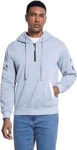 Men's Hoodies Casual Pullover Hooded Sweatshirt Long Sleeve Quarter Zip Hoody Tops With Kangaroo Pocket - Product Image 4