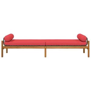 Banc de patio en rotin PE marron et rouge avec housses amovibles, mobilier d'extérieur élégant - Product Image 4