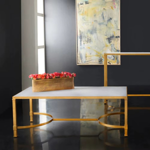 Mesa de Sofá Moderna con Acabado de Hierro de Lujo, Diseño Minimalista con Características Combinadas, Forma Rectangular y Estructura Abierta - Product Image 1
