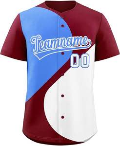 Jersey de Béisbol Personalizado Sublimado para Hombre, Cuello Redondo, Camiseta de Béisbol, Ropa de Equipo - Product Image 1