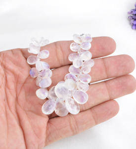 ลูกปัดมูนสโตนสีขาวธรรมชาติ, ลูกปัดรูปหยดน้ำสีฟ้า, ลูกปัดพลอยธรรมชาติสำหรับทำเครื่องประดับชั้นดี - Product Image 4