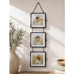 Cadre photo rectangulaire en verre et laiton, finition laiton, impression typographique, pour suspension à la chaîne, présentation sur table, décoratif - Product Image 5