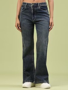 Women's <b>Boot</b> Cut Denim Jeans-Eco-Friendly Color Fade Proof Mid Waist Regular Fit Vintage Style Ripped Decorations Cute Sexy - Product Image 2