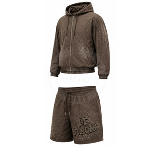 Ensemble coupe-vent performance : veste à capuche respirante et short assorti – Style décontracté et actif pour le quotidien - Product Image 4