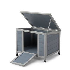 Piccola conigliera grigia resistente alle intemperie porta superiore apribile con rampa interna all'aperto per porcellini d'India e piccoli animali - Product Image 4
