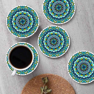 Handcrafted Painted Resin Drinks <b>Cup</b> <b>Mat</b> Coasters Cork Back Recycled Sublimation Florals Art by blossom craft india - Product Image 1
