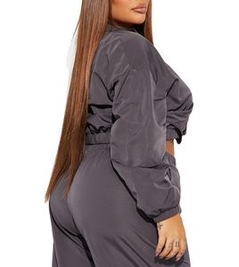 ชุดวอร์มลำลองสำหรับผู้หญิงไซส์ใหญ่ ผ้าทึบ สไตล์เสื้อแจ็คเก็ตกันลม มีซิป กันน้ำและระบายอากาศได้ดี - Product Image 2