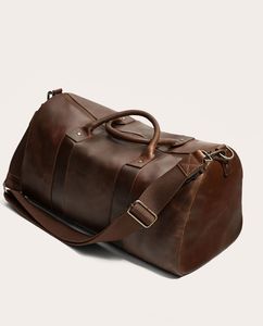 Sac de voyage vintage en cuir unisexe avec fermeture éclair, grande capacité, pour les voyages quotidiens, marron, poignée souple, sangle réglable - Product Image 2