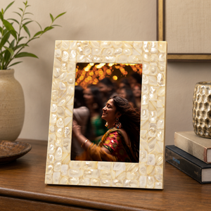 Luxury <b>White</b> Mother of Pearl Photo <b>Frame</b> Handmade Mosaic Shell Picture <b>Frame</b> Decorative Tabletop & Wall Display for Home Office - Product Image 4