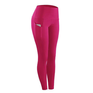 High Waist Black Yoga <b>Leggings</b> <b>With</b> <b>Pockets</b> Full Length Seamless Four-Way Stretch Women's <b>Workout</b> Pants - Product Image 3