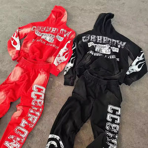 Conjunto Personalizado para Hombre: Sudadera con Capucha y Pantalones Acampanados Vintage con Cremallera, Chándal de Invierno con Rayas Estilo Urbano - Product Image 1