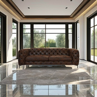 Canapé d'angle modulable en cuir véritable, trois places, style moderne minimaliste, luxe océan bleu, extensible, pour villa, respectueux de l'environnement