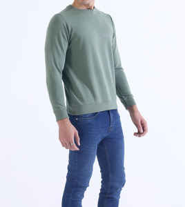 Nouveaux sweat-shirts amples de couleur vert foncé, design uni, 100% coton pur, col côtelé, style oversize, pour un usage décontracté - Product Image 6