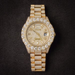 Reloj de Pulsera Unisex de Lujo, Moderno, Estilo Hip-Hop, con Diamantes, 41 mm, Aleación Bicolor, Escala Romana, Fecha, Mecánico, Grande - Product Image 1