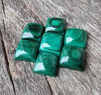 Perles de pierres précieuses calibrées en malachite naturelle, cabochons carrés à dos plat pour la fabrication de bijoux, vente en gros de pierres naturelles