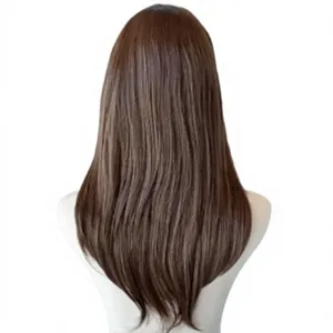 Perruque en cheveux humains lisses mi-longs brun chocolat avec dentelle frontale HD invisible, pré-épilée, ligne de cheveux naturelle - Product Image 3