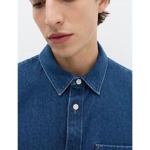 Men’s Pure Cotton Denim Short Sleeve Shirt Casual Button <b>Down</b> Summer Wear - Product Image 1
