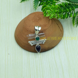 จี้เงินแท้ 925 ประดับอเมทิสต์และออนิกซ์สีเขียว |   เครื่องประดับดีไซน์เนอร์ทำมือจากอัญมณีธรรมชาติสำหรับเป็นของขวัญคริสต์มาสสำหรับผู้หญิง - Product Image 5