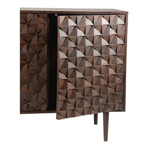 Aparador Moderno de Lujo en Madera Maciza con Diseño Geométrico 3D, Tallado a Mano con Patrón de Diamantes y Patas Cónicas de Estilo Mid-Century - Product Image 4