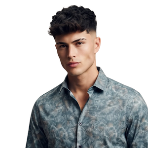 Slate Blue Mens Floral Printed Long Sleeve Shirt Button Down Casual Slim Fit Fashion <b>Dress</b> Shirt Custom Apparel Manufacturer - Product Image 3