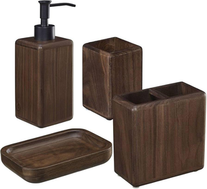 Luxury Handcrafted Wood <b>Bathroom</b> <b>Accessories</b> <b>Set</b> Natural Vanity Decor Stylish Organizer for Elegant and Eco Friendly <b>Bathrooms</b> - Product Image 5