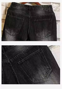 Shorts en jean décontractés pour hommes, coupe droite, effet vieilli, poids lourd, impression numérique, personnalisables, marque privée, haute qualité, OEM 2026 - Product Image 5