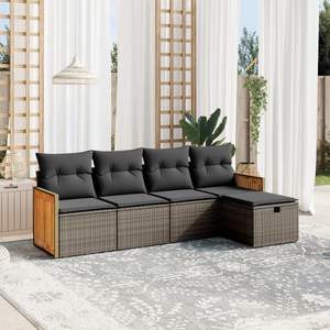 Sofa de jardin en acier et en rotin PE gris enduit de poudre produit polyester durable - Product Image 1