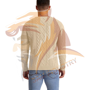 Suéteres de hombre 100% lana transpirable, suéteres de invierno holgados de color sólido con cuello redondo y manga larga, suéteres de punto personalizados para hombre - Product Image 2