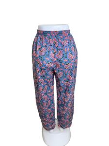 Pantalon de pyjama en coton à fleurs confortable "" Pantalon décontracté imprimé bleu décontracté "" Pantalon de nuit en coton doux à fleurs" - Product Image 4